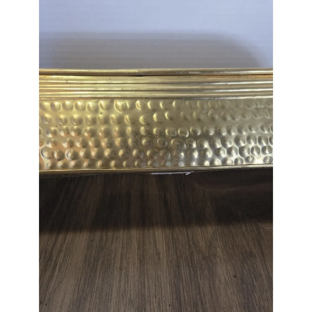 Elongated Hammered Brass Planter Vintage